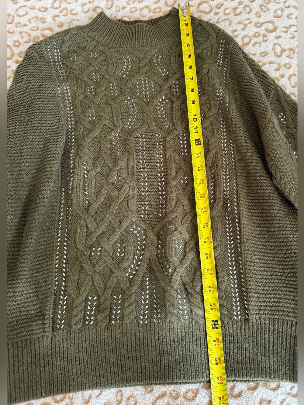 NWT White House Black Market Wool
Olive Green Embellished Cable Size: XL - Picture 7 of 8